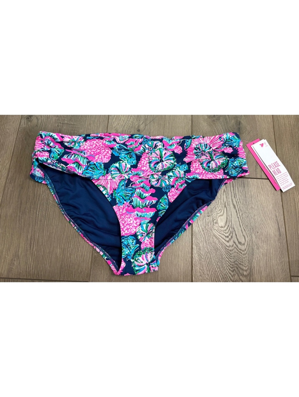 Lilly Pulitzer floral bikini bottoms NWT Size 16 lagoon sarong hipster oyster